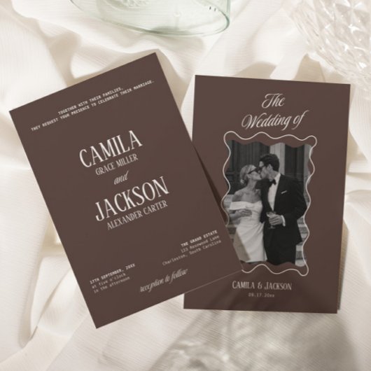 Invitation Mariage Moderne au Chocolat Brun 
