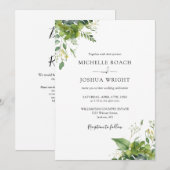 Invitation Mariage moderne au code QR de feuillage d'eucalypt (Devant / Derrière)