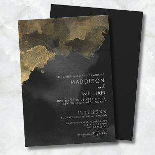 Invitation Mariage Moderne au Noir d'Or