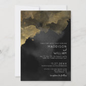 Invitation Mariage Moderne au Noir d'Or (Devant)