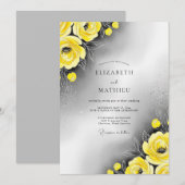 Invitation Mariage Moderne au Reflet Jaune (Devant / Derrière)