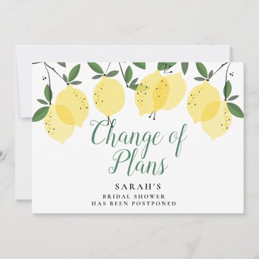 Invitation Mariage Moderne aux Citrons : Changement de Plans (Devant)