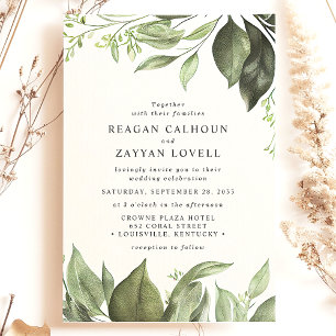 Invitation Mariage Moderne aux Feuilles d'Eucalyptus Sophisti