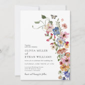 Invitation Mariage Moderne aux Fleurs Sauvages (Devant)