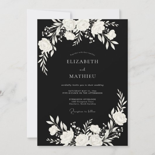 Invitation Mariage Moderne aux Traits Noirs (Devant)