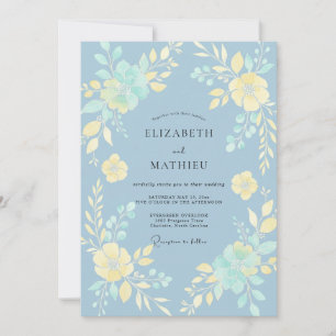 Invitation Mariage Moderne aux Vignes Jaune Beurre