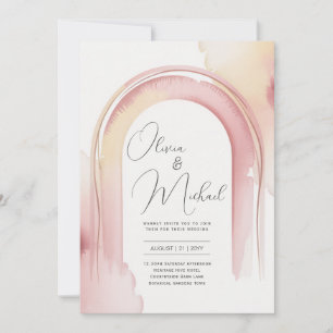 Invitation Mariage Moderne avec Arche aquarelle Heritage Blus