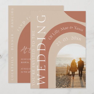 Invitation Mariage Moderne avec Arche en Terracotta Photo