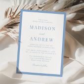 Invitation Mariage Moderne avec Bordure Bleue