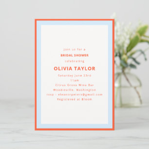 Invitation Mariage moderne avec bordure orange kaki et bleu
