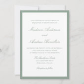 Invitation Mariage Moderne avec Bordure Vert Sauge (Devant)