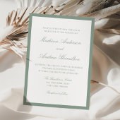 Invitation Mariage Moderne avec Bordure Vert Sauge