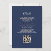 Invitation Mariage moderne avec code QR bleu marine et paille (Dos)