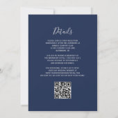Invitation Mariage moderne avec code QR bleu marine et paille (Dos)