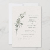 Invitation Mariage moderne avec code QR botanique vert sauge (Devant)