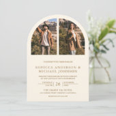 Invitation Mariage moderne avec code QR de photo d'arche en c (Debout devant)