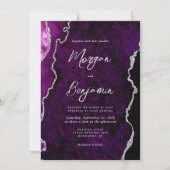 Invitation Mariage moderne avec code QR en écriture argentée (Devant)