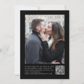 Invitation Mariage moderne avec code QR et photo argent noir  (Dos)