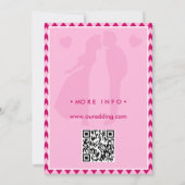Invitation Mariage moderne avec code QR et rayure chevron ros (Dos)