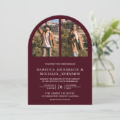 Invitation Mariage moderne avec code QR photo d'arche en Bour (Debout devant)