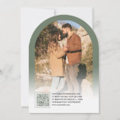 Invitation Mariage moderne avec code QR photo d'arche en vert (Dos)