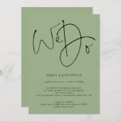 Invitation Mariage moderne avec code QR vert sauge (Devant / Derrière)