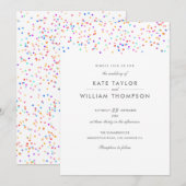 Invitation Mariage Moderne avec Confettis Arc-en-Ciel (Devant / Derrière)