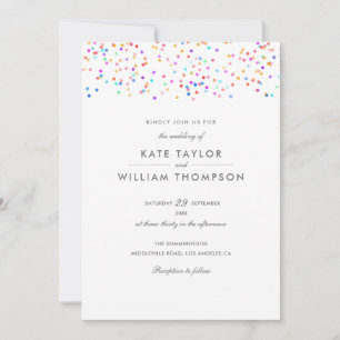 Invitation Mariage Moderne avec Confettis Arc-en-Ciel