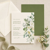 Invitation Mariage Moderne avec de la Végétation Botanique