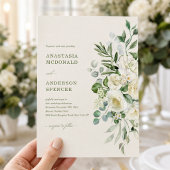 Invitation Mariage Moderne avec de la Végétation Botanique