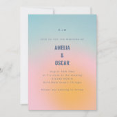 Invitation Mariage Moderne avec Dégradé de Bleu Rose Pastel (Devant)