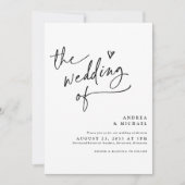 Invitation Mariage Moderne avec Écriture à Cœur et Code QR (Devant)