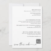 Invitation Mariage Moderne avec Écriture à Cœur et Code QR (Dos)