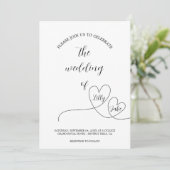 Invitation Mariage moderne avec écriture calligraphique à cœu (Debout devant)