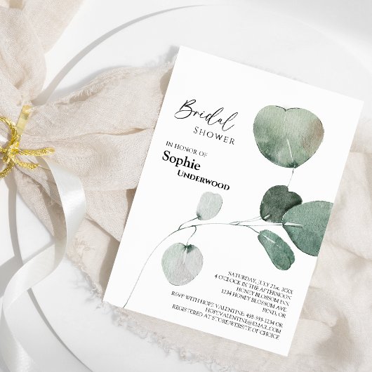 Invitation Mariage Moderne avec Feuillage Blanc pour la Marié