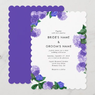 Invitation Mariage Moderne avec Fleurs de Hortensia Violette