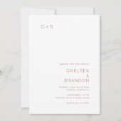 Invitation Mariage moderne avec monogramme rose (Devant)