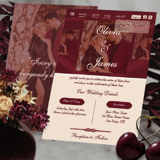 Invitation Mariage Moderne avec Photo en Superposition Script