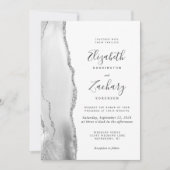 Invitation Mariage moderne avec QR Code gris blanc argent aga (Devant)