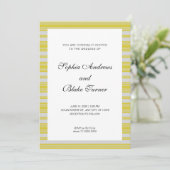 Invitation Mariage Moderne avec Rayures Jaune Foncé et Blanc (Debout devant)