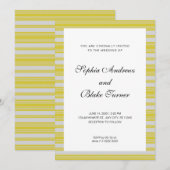 Invitation Mariage Moderne avec Rayures Jaune Foncé et Blanc (Devant / Derrière)