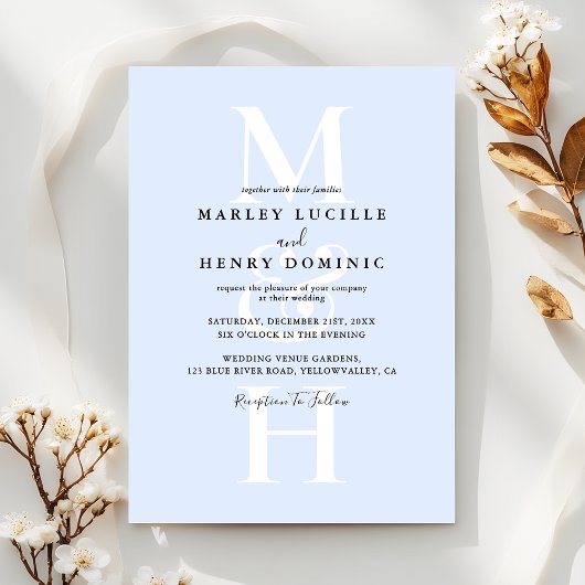 Invitation Mariage Moderne avec Superposition de Monogramme B