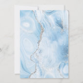 Invitation Mariage Moderne Bébé Bleu Argent Agate (Dos)