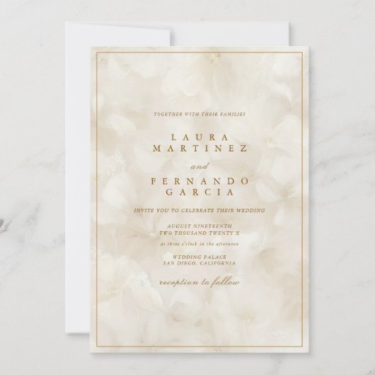 Invitation Mariage Moderne Beige Ivoire (Devant)