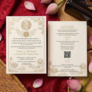 Invitation Mariage Moderne Bilingue Vietnamien Anglais QR