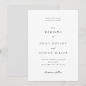 Invitation Mariage moderne blanc élégant (Devant / Derrière)