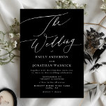 Invitation Mariage moderne blanc et noir simple<br><div class="desc">Simple blanc et noir Faire-part de mariage moderne pour un mariage moderne formel ou informel. Avec une calligraphie moderne blanche impressionnante.</div>