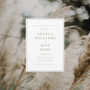 Invitation Mariage Moderne Blanc et Or Sans Parents