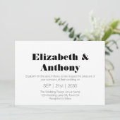 Invitation Mariage Moderne Blanc Noir (Debout devant)
