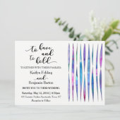 Invitation Mariage moderne blanc violet, rose, bleu aquarelle (Debout devant)